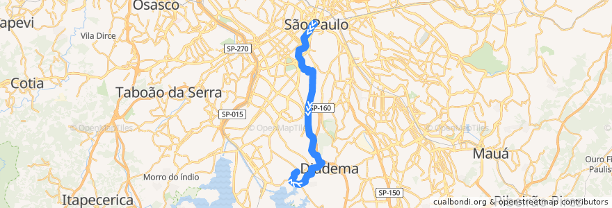 Mapa del recorrido 5106-10 Jd. Selma de la línea  en 聖保羅.