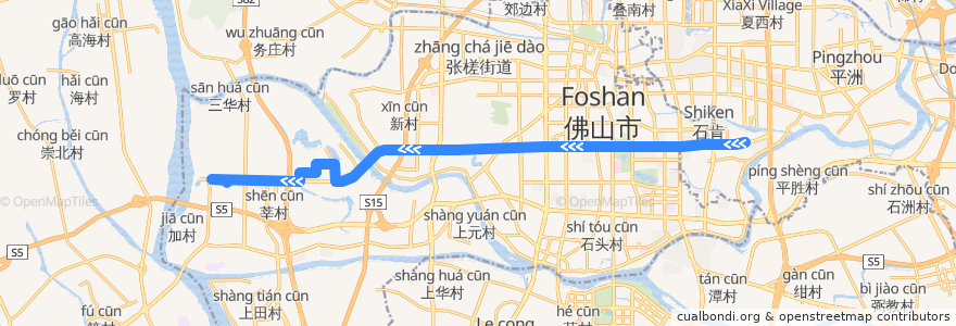 Mapa del recorrido G13路（丽日广场-紫南商贸城） de la línea  en Chancheng District.