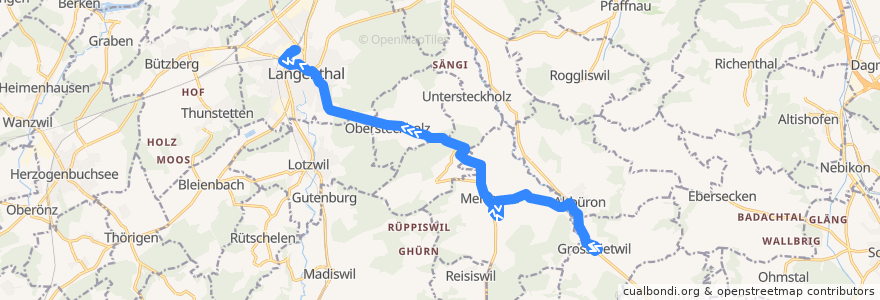 Mapa del recorrido Bus 51: Grossdietwil => Langenthal de la línea  en Verwaltungskreis Oberaargau.