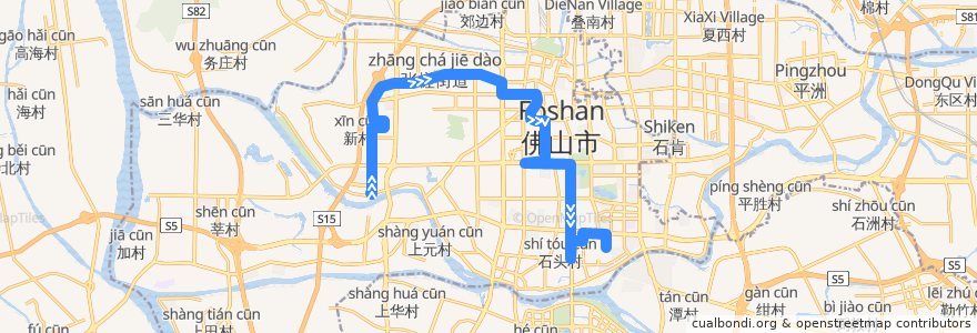Mapa del recorrido 123路（智慧新城公交枢纽站-湾华管理区） de la línea  en Distretto di Chancheng.