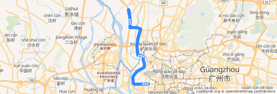 Mapa del recorrido 夜2路[陈家祠(中山七路)总站-石潭西路口] de la línea  en 广州市.