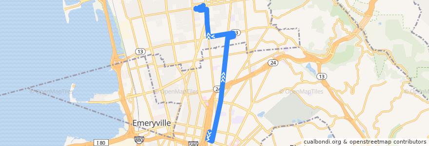 Mapa del recorrido Alta Bates Summit Shuttle 1: MacArthur BART => Herrick Campus de la línea  en Аламида.