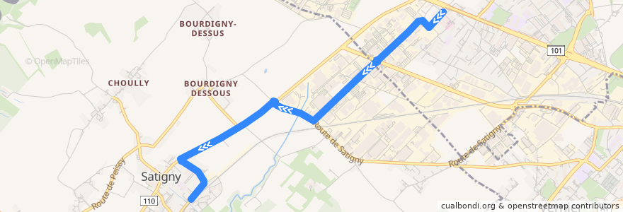 Mapa del recorrido Bus 71: Hôpital de La Tour → Satigny-Gare de la línea  en Genève.