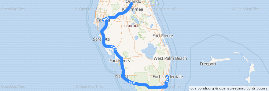 Mapa del recorrido Flixbus 2421: Fort Lauderdale => Orlando de la línea  en Флорида.