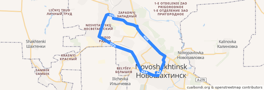 Mapa del recorrido Автобус 1А: Центр =>УПК => Центр de la línea  en Новошахтинск.