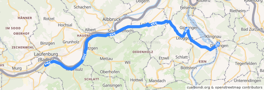 Mapa del recorrido Bus 149: Döttingen => Laufenburg de la línea  en Argovia.