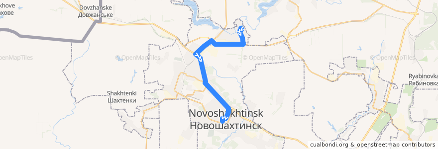 Mapa del recorrido Автобус 4: Соколово-Кундрюченский => Центр de la línea  en городской округ Новошахтинск.