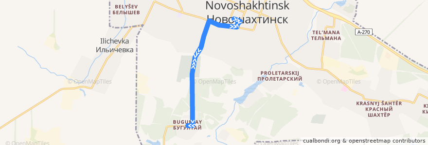 Mapa del recorrido Автобус 10: Центр => Посёлок Бугултай => Центр de la línea  en 新沙赫京斯克.