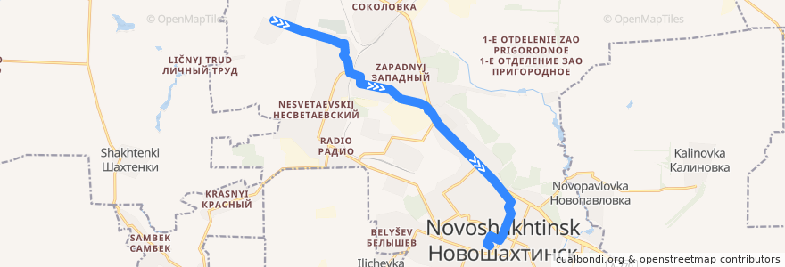 Mapa del recorrido Автобус 30: ЗАО «Пригородное» => Центр de la línea  en городской округ Новошахтинск.