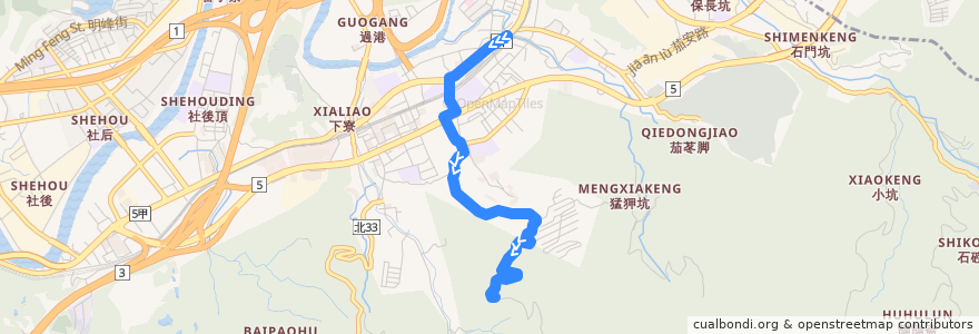 Mapa del recorrido 新北市新巴士 F911 汐止火車站->天秀宮 de la línea  en 汐止區.