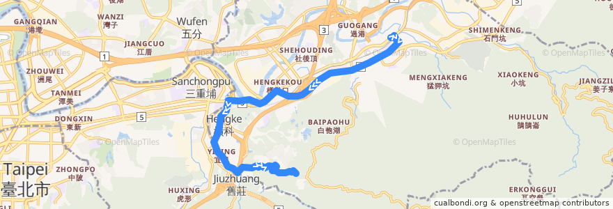 Mapa del recorrido 新北市新巴士 F901 汐止火車站->石頭公 de la línea  en Nouveau Taipei.