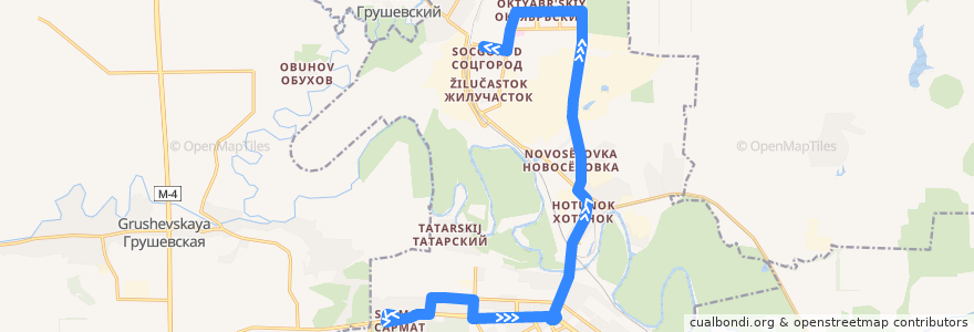 Mapa del recorrido Автобус №23 Автовокзал - Соцгород de la línea  en городской округ Новочеркасск.
