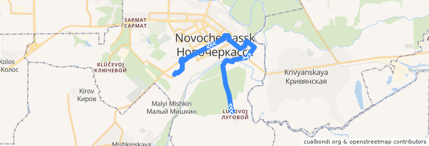 Mapa del recorrido Автобус №32 Посёлок Луговой - Ул. Украинская de la línea  en городской округ Новочеркасск.