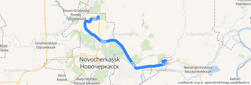 Mapa del recorrido Автобус №55 Посёлок Донской - ул. Котовского de la línea  en Oblast Rostow.