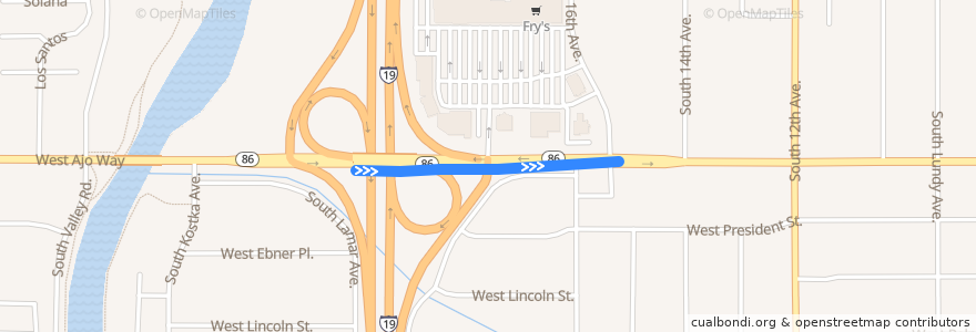 Mapa del recorrido Bus RouteSun Tran Route 486 Ajo-Tucson de la línea  en توسان.