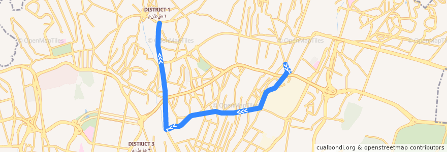 Mapa del recorrido (۲۲۵) پایانه شهید دستواره - میدان قدس de la línea  en テヘラン.