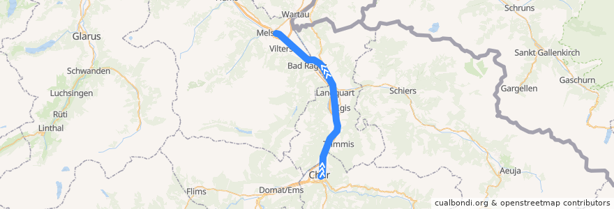 Mapa del recorrido S12: Chur => Sargans de la línea  en Switzerland.