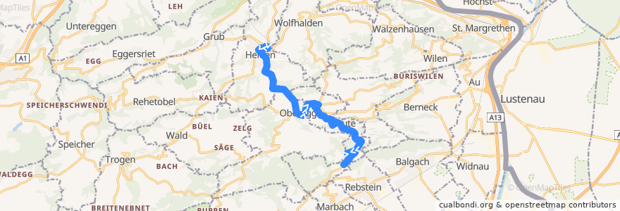 Mapa del recorrido Bus 228: Heiden => Oberegg AI => Mohren de la línea  en St. Gallen.