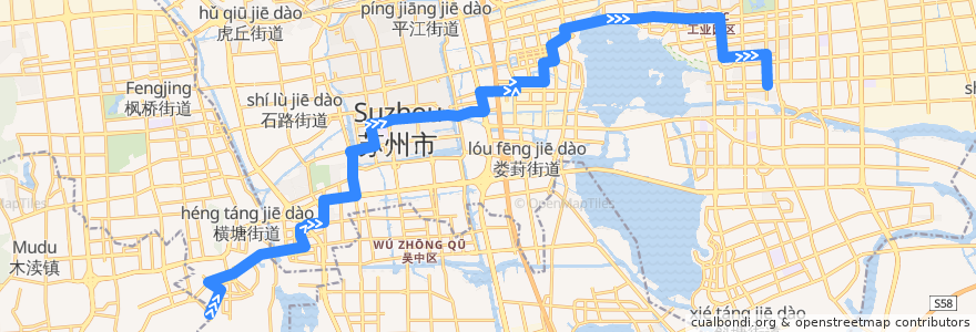 Mapa del recorrido 47路: 国际教育园北区首末站→津梁街首末站 de la línea  en 苏州市.