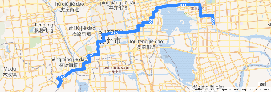 Mapa del recorrido 47路: 津梁街首末站→国际教育园北区首末站 de la línea  en 苏州市.