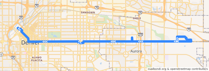 Mapa del recorrido Bus 15: (Select Trips) East Colfax Avenue → Colfax - Tower de la línea  en Колорадо.