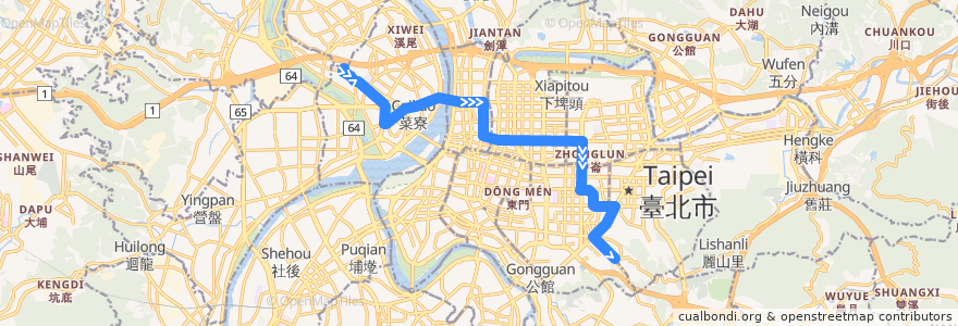 Mapa del recorrido 臺北市 292副 二重-捷運麟光站 (往程) de la línea  en 新北市.