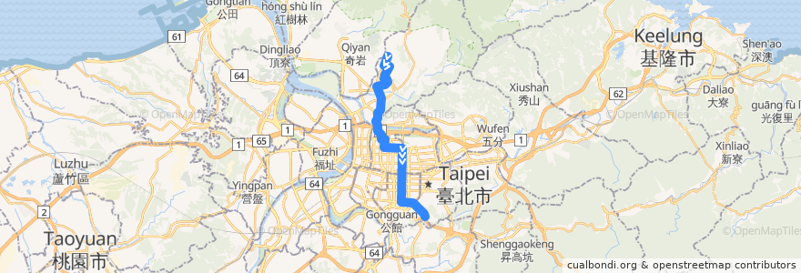 Mapa del recorrido 臺北市 685吉林 麟光新村-吉林路-天母 (返程) de la línea  en 臺北市.