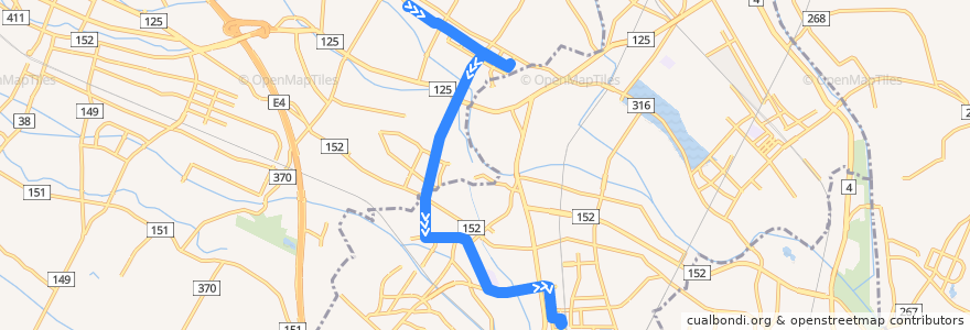 Mapa del recorrido 朝日バスHW02系統 豊野台コミュニティセンター⇒アイワイフーズ⇒東鷲宮駅西口 de la línea  en 埼玉県.