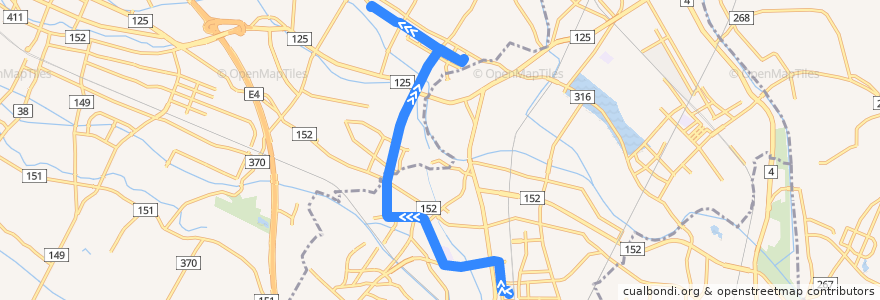 Mapa del recorrido 朝日バスHW02系統 東鷲宮駅西口⇒アイワイフーズ⇒豊野台コミュニティセンター de la línea  en 埼玉県.