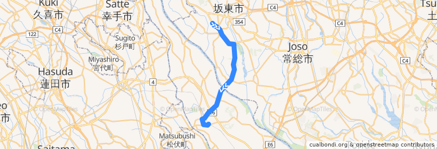 Mapa del recorrido 茨急バス 岩井車庫⇒辺田⇒野田市駅 de la línea  en Japon.