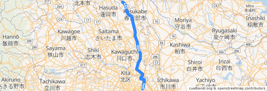 Mapa del recorrido 東武スカイツリーライン de la línea  en 日本.