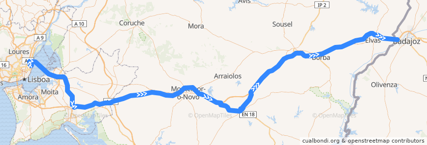 Mapa del recorrido Flixbus 793: Lissabon, Busbahnhof Oriente => Paris, Bercy Seine de la línea  en Spain.