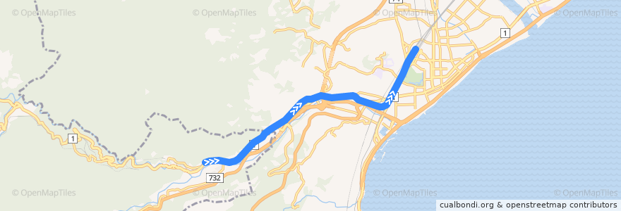 Mapa del recorrido 箱根登山鉄道鉄道線 de la línea  en Prefectura de Kanagawa.