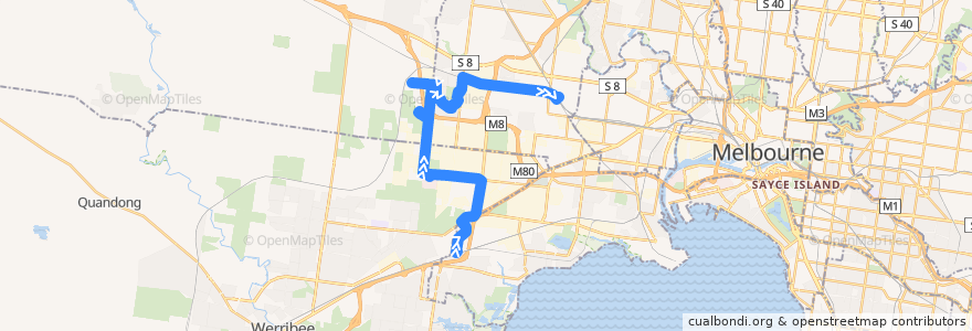 Mapa del recorrido Bus 400: Laverton Station => Robinsons Road => Sunshine Station de la línea  en ملبورن.