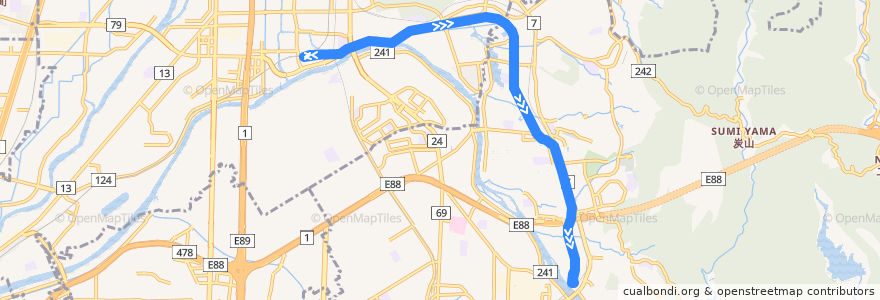 Mapa del recorrido 京阪電気鉄道宇治線 中書島-->宇治 de la línea  en 京都府.