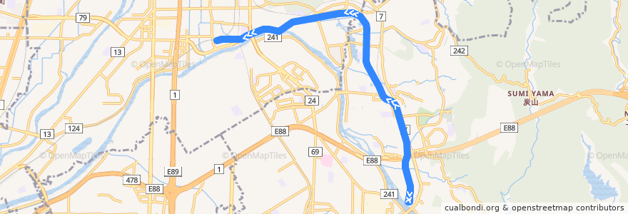 Mapa del recorrido 京阪電気鉄道宇治線 宇治-->中書島 de la línea  en 京都府.
