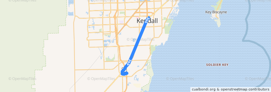 Mapa del recorrido MDT 31: Dadeland South Station => Southland Mall de la línea  en Contea di Miami-Dade.