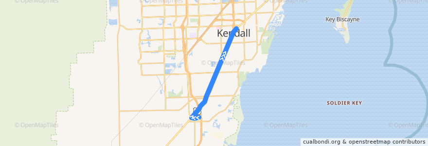 Mapa del recorrido MDT 31: Southland Mall => Dadeland South Station de la línea  en شهرستان میامی-دید، فلوریدا.