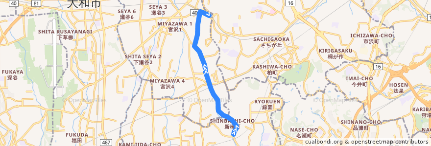 Mapa del recorrido 神奈中バス 境15系統(新橋町→三ツ境駅) de la línea  en 横浜市.