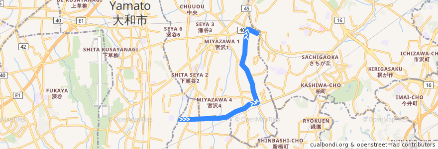Mapa del recorrido 神奈中バス 境01系統(上飯田車庫→三ツ境駅) de la línea  en 横浜市.