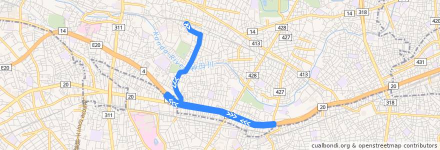 Mapa del recorrido 南北バス すぎ丸 de la línea  en Tokyo.