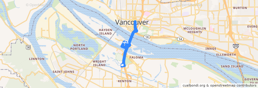 Mapa del recorrido Bus 60: Delta Park => Vancouver City Center de la línea  en Amerika Birleşik Devletleri.