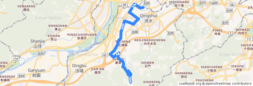 Mapa del recorrido 新北市 573 信義國小-南天母廣場 (返程) de la línea  en 土城區.
