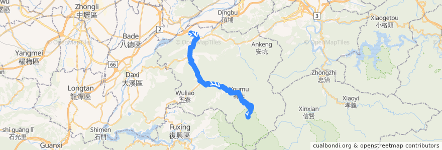 Mapa del recorrido 新北市 807 三峽–滿月園 (往程) de la línea  en 싼샤 구.