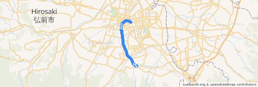 Mapa del recorrido 小栗山線 de la línea  en Hirosaki.