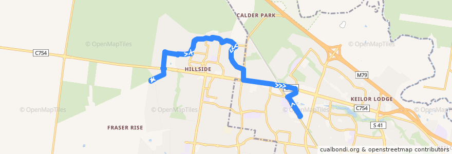 Mapa del recorrido Bus 463: Hillside => Langmore Drive => Watergardens Station de la línea  en 멜버른.