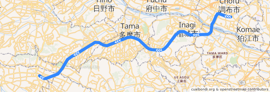 Mapa del recorrido 京王電鉄相模原線 de la línea  en Giappone.