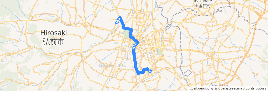 Mapa del recorrido 藤代〜浜の町〜安原線 de la línea  en Хиросаки.