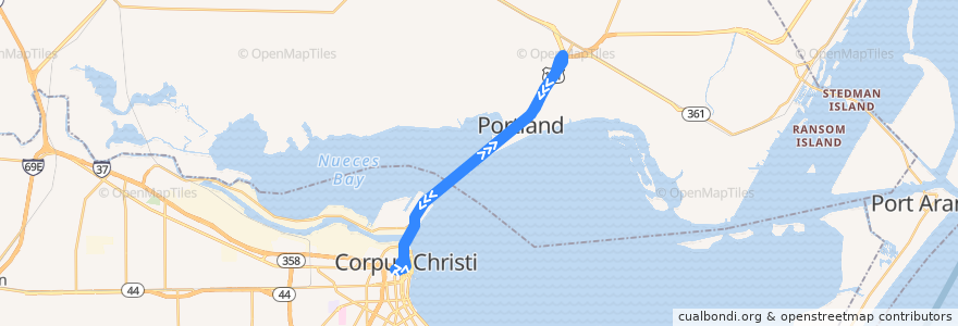 Mapa del recorrido Gregory / Downtown Express de la línea  en تكساس.