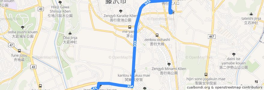 Mapa del recorrido 善行02系統 de la línea  en Fujisawa.
